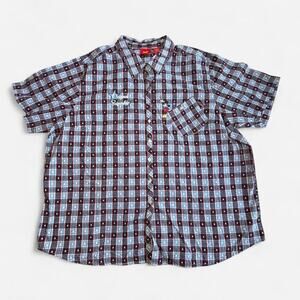 Jerry Leigh Women Plus Size Button-Up Shirt Mickey Plaid Blue Red
